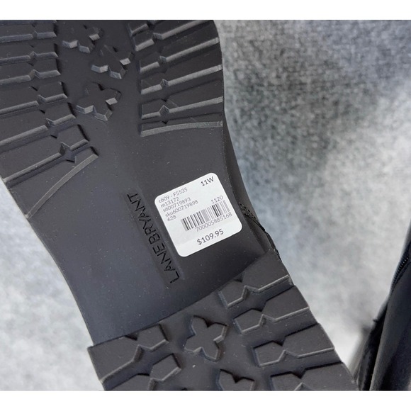 Lane Bryant Boots Womens 11W Extra Wide Calf Black Faux Leather Tall Riding Shoe - Picture 4 of 8